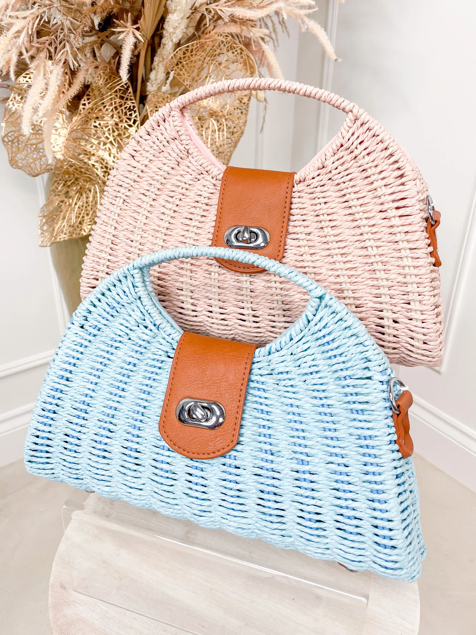 Tilly Woven Bag - Aqua - Image 2