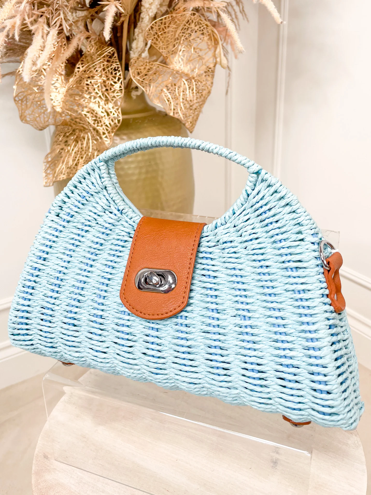 Tilly Woven Bag - Aqua - Image 3