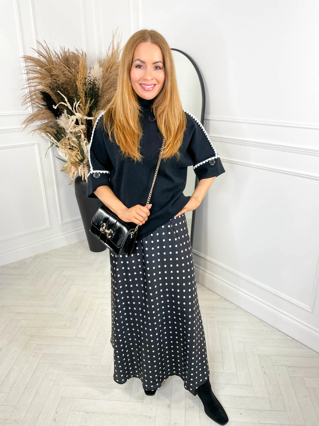 Valentina Polka Dot Skirt - Black - Image 3