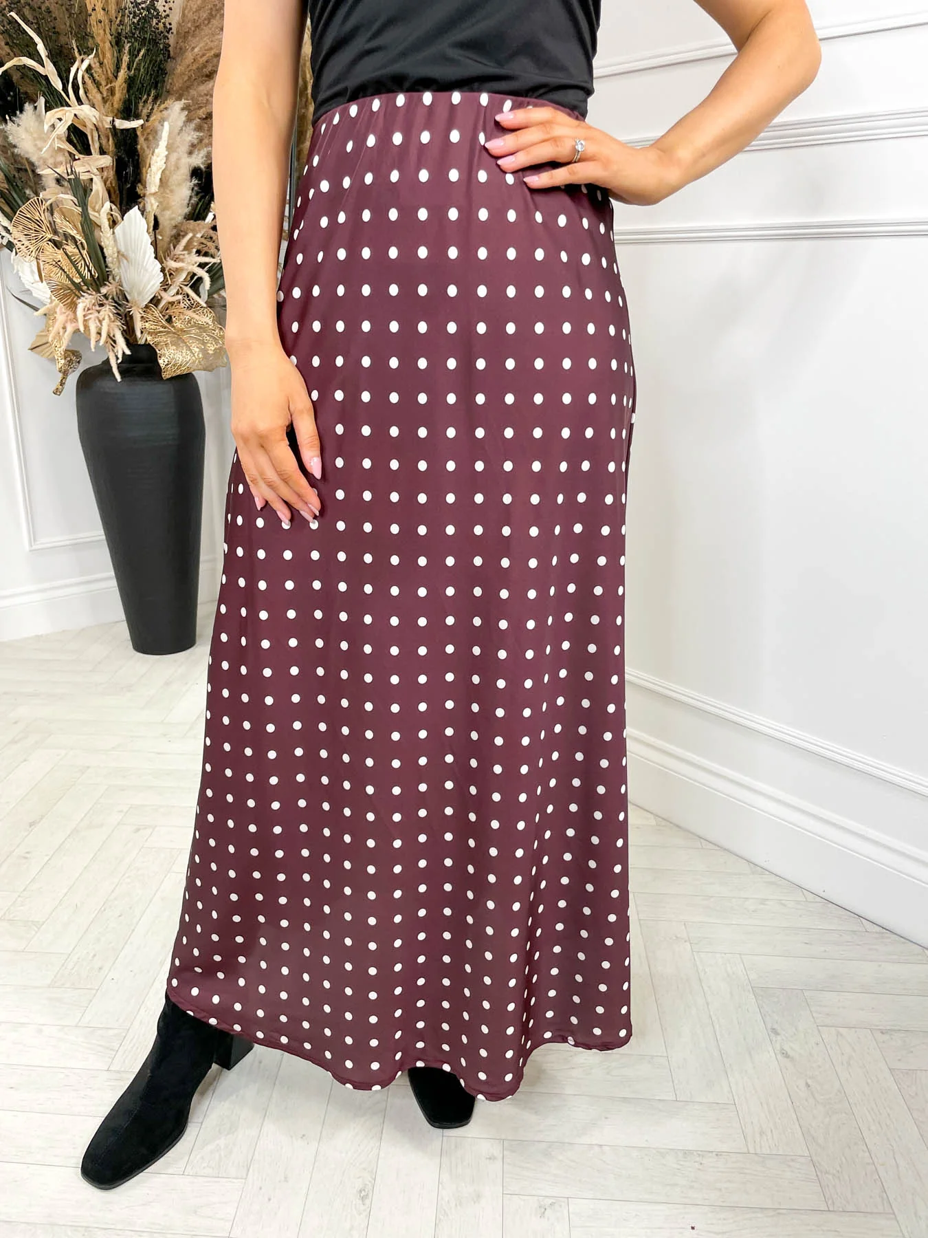 Valentina Polka Dot Skirt - Burgundy - Image 2