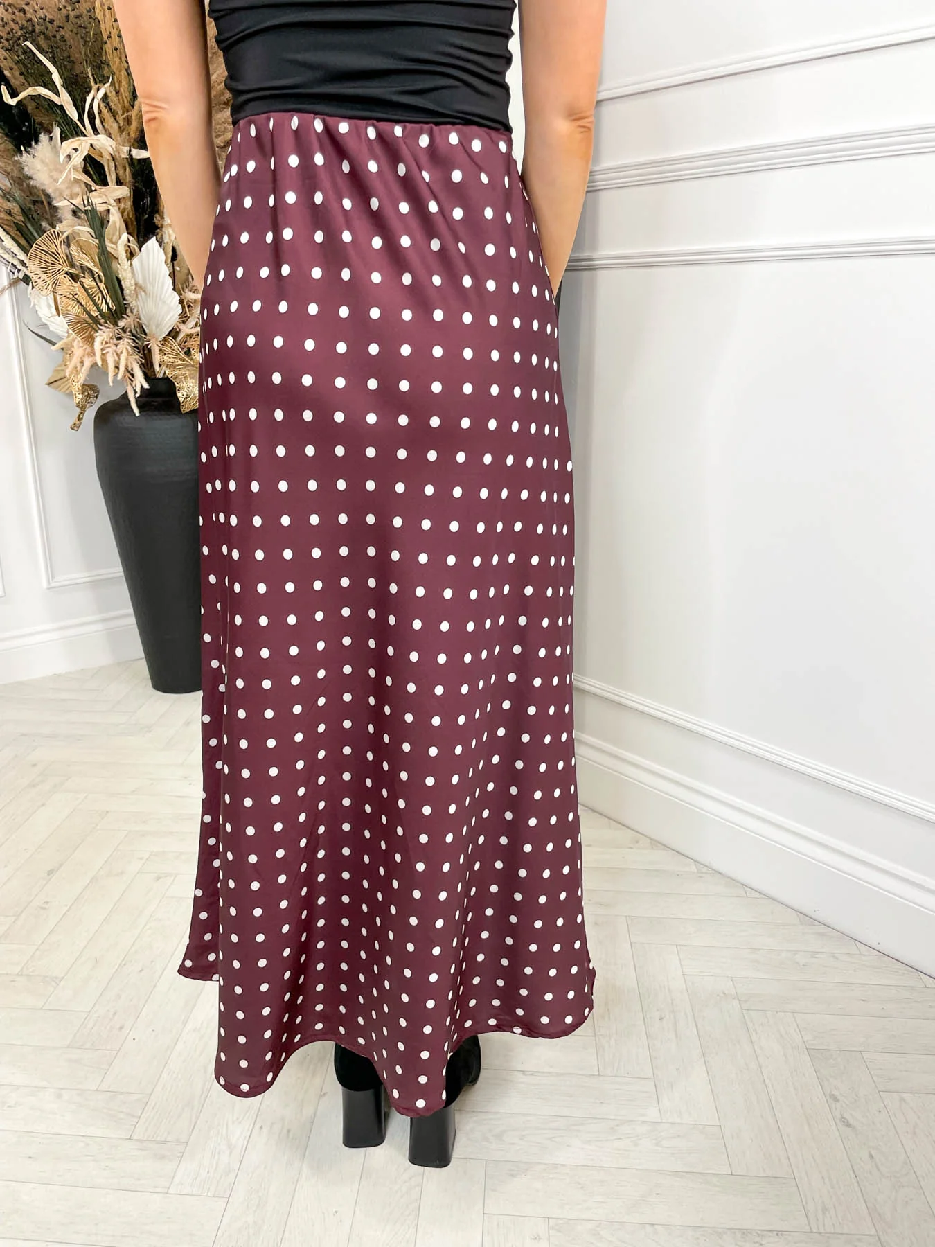 Valentina Polka Dot Skirt - Burgundy - Image 4