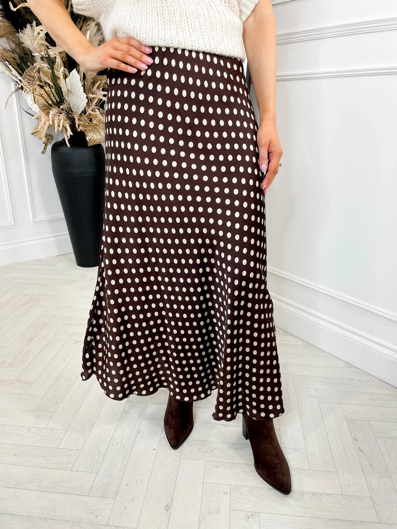 Valentina Polka Dot Skirt- Chocolate - Image 3
