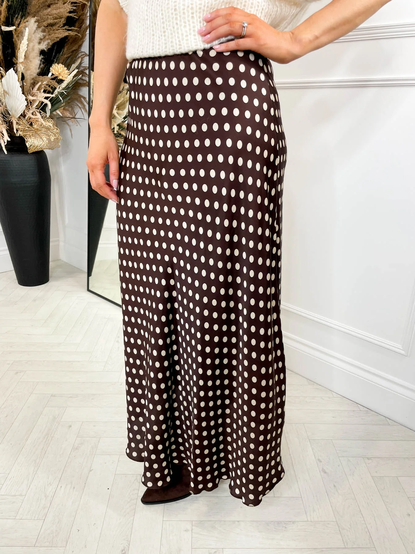 Valentina Polka Dot Skirt- Chocolate - Image 4