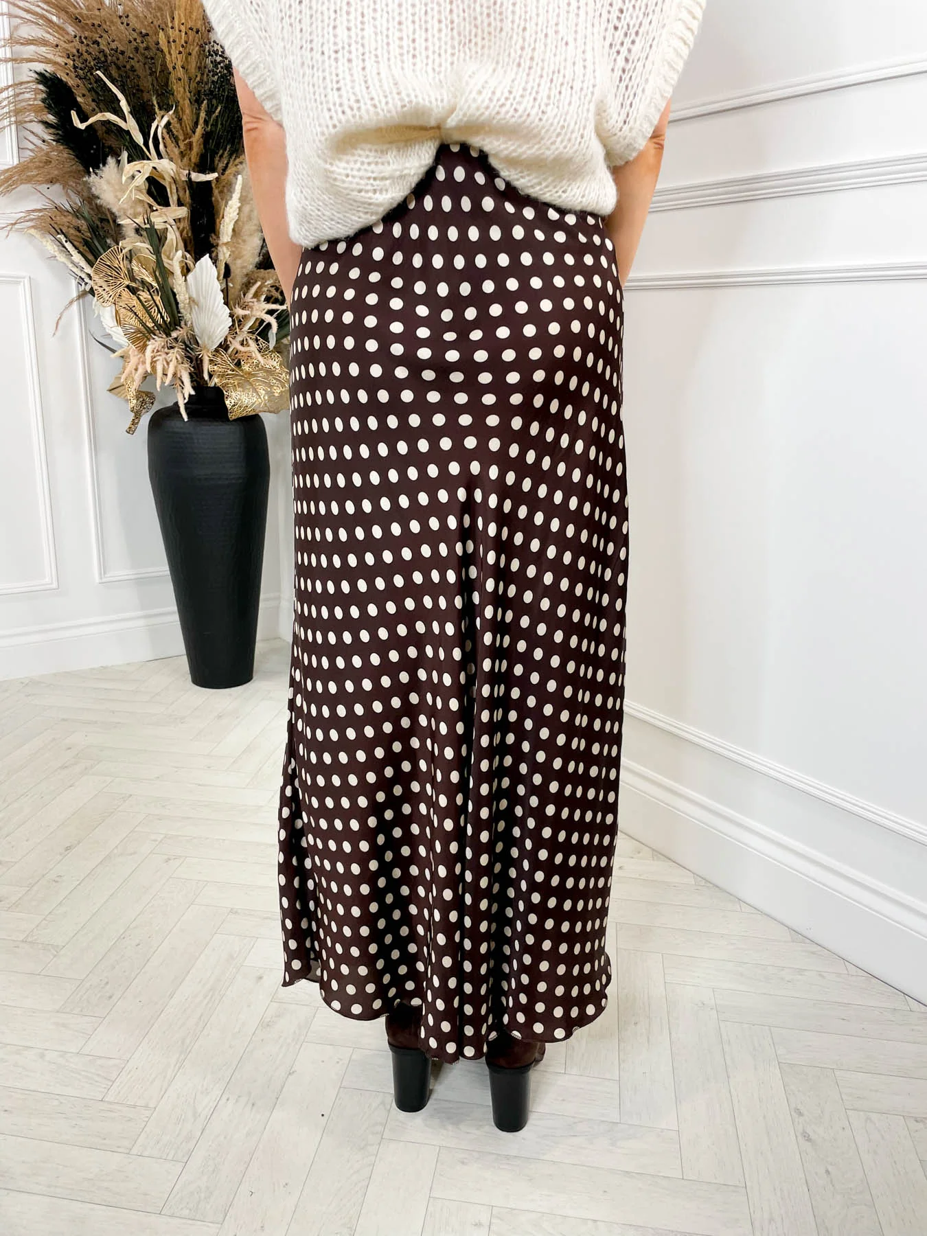 Valentina Polka Dot Skirt- Chocolate - Image 5