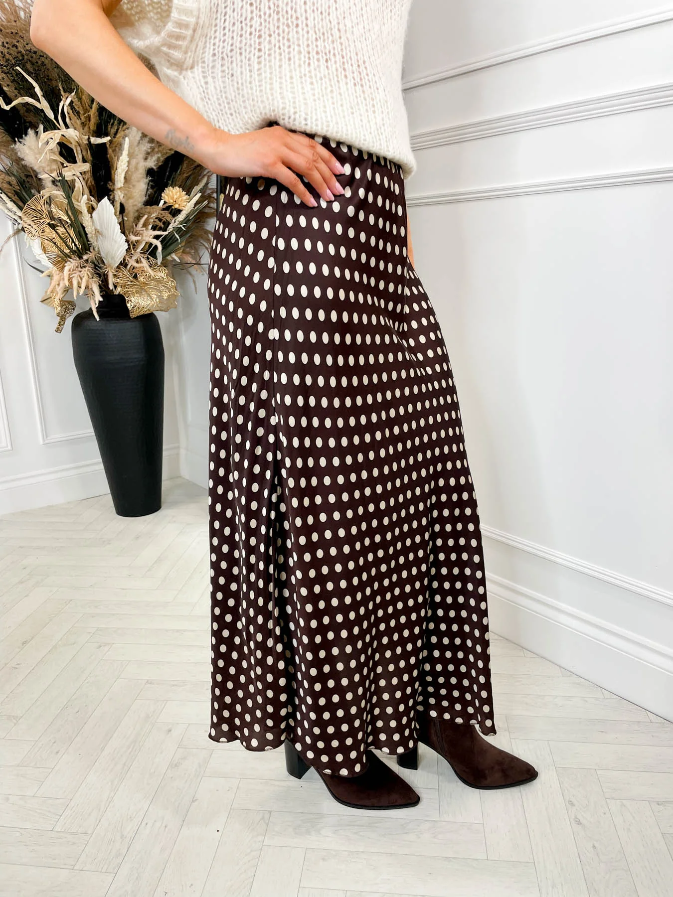 Valentina Polka Dot Skirt- Chocolate - Image 6