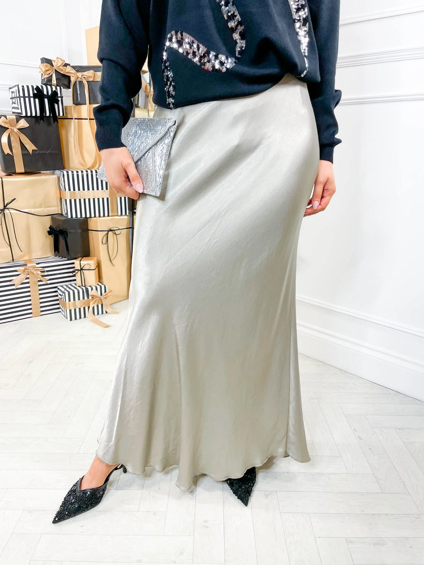 Vivienne Maxi Skirt - Silver - Image 3