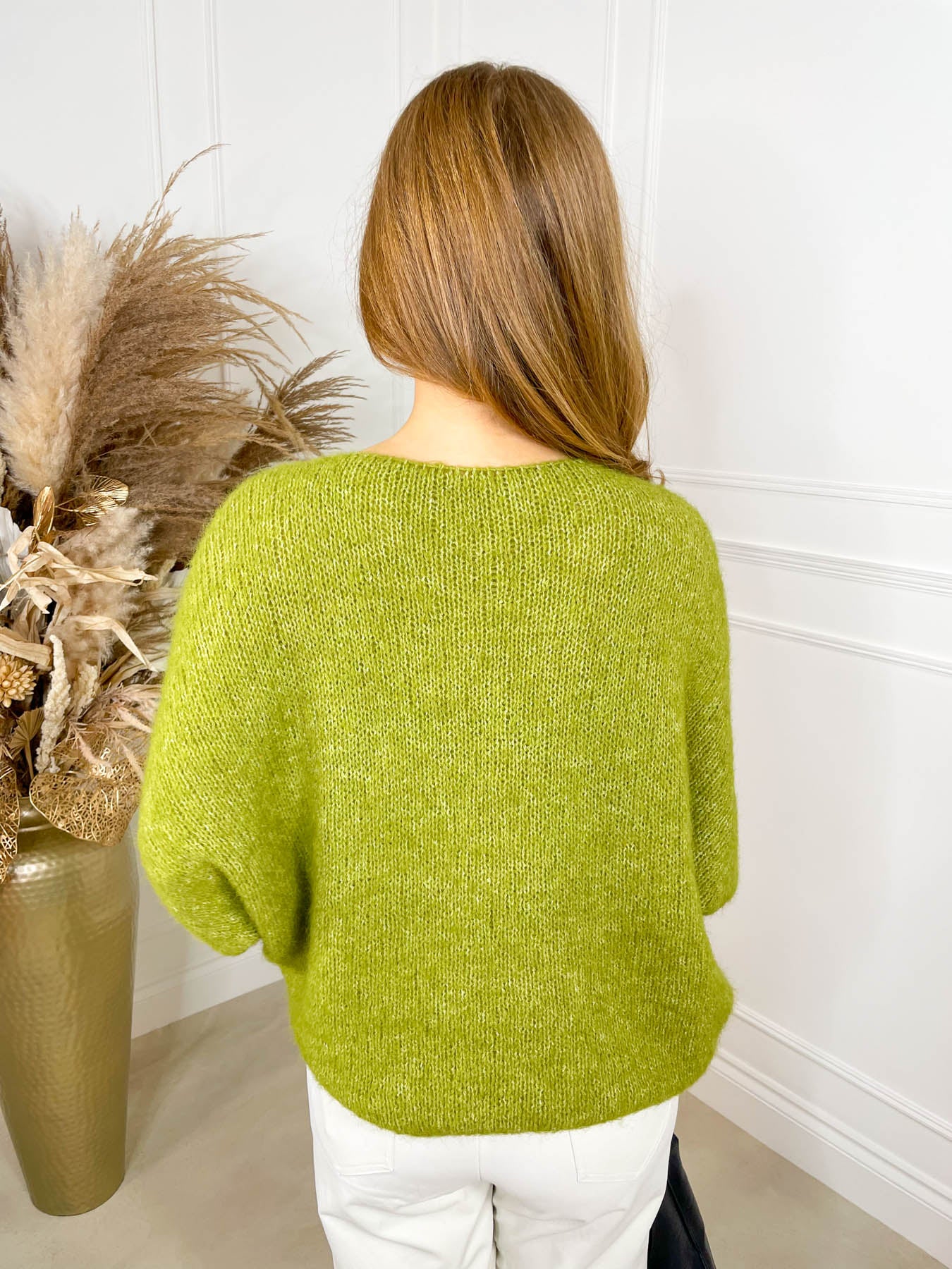 Willow V Neck Knit - Olive Green - Image 5