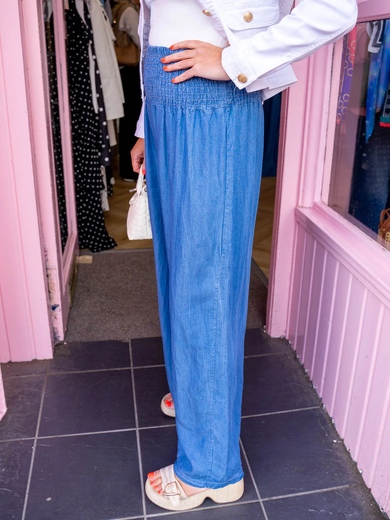 TLB Denim Palazzo Pant - Mid Denim - Image 3